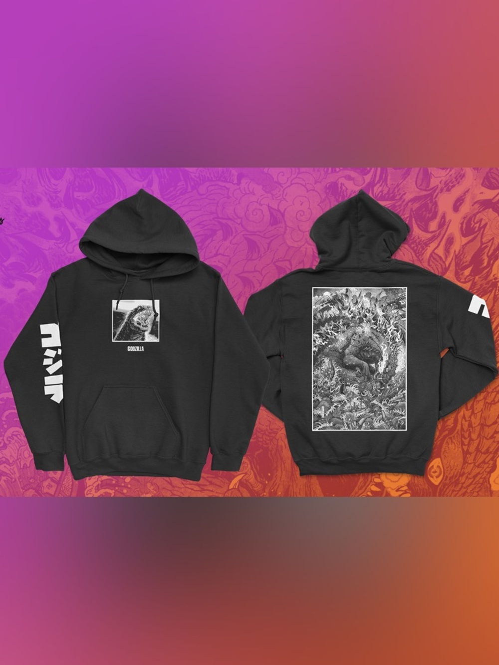 ❌SOLD❌Crunchy roll x Godzilla Limited Edition Wave Black Hoodie